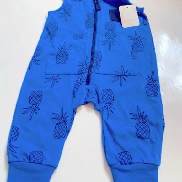 Lullaby Lane Hooded Sleeveless Onesie Pineapple Print Blue 3-6 months NEW - Picture 3 of 6